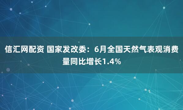 信汇网配资 国家发改委：6月全国天然气表观消费量同比增长1.4%